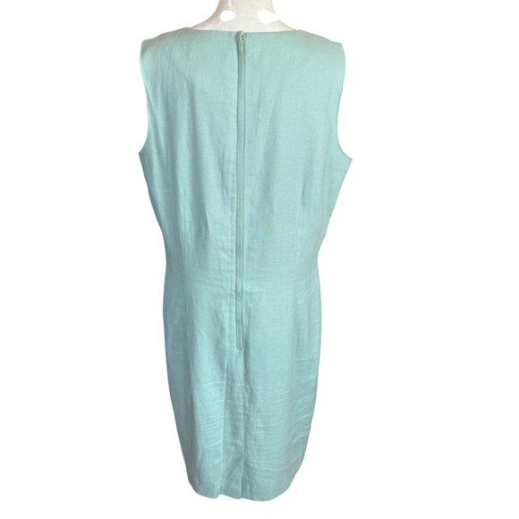 Laura Scott mint green sleeveless fully lined zip sheath linen dress size 14 - Picture 4 of 9